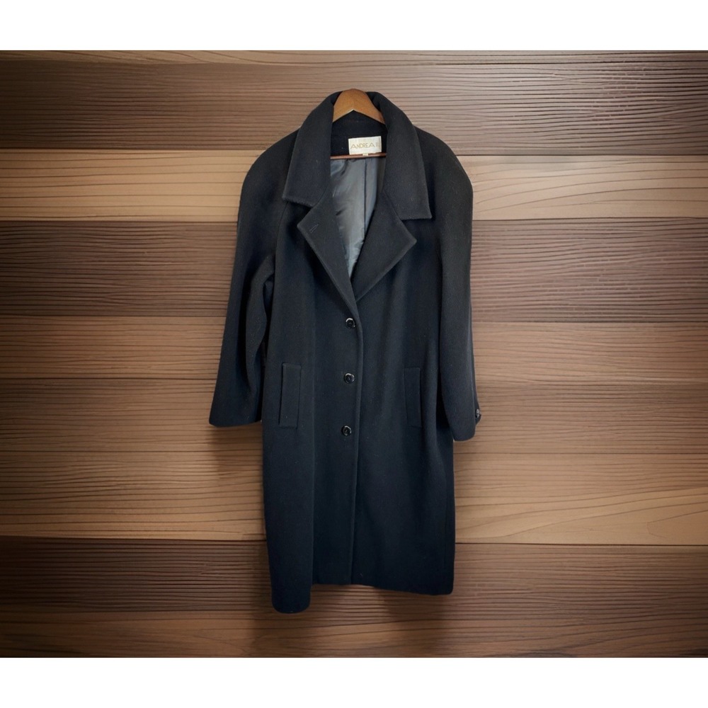 Vintage Full Length Coat 100% 16 Black Overcoat Single Breasted Timeless Classic